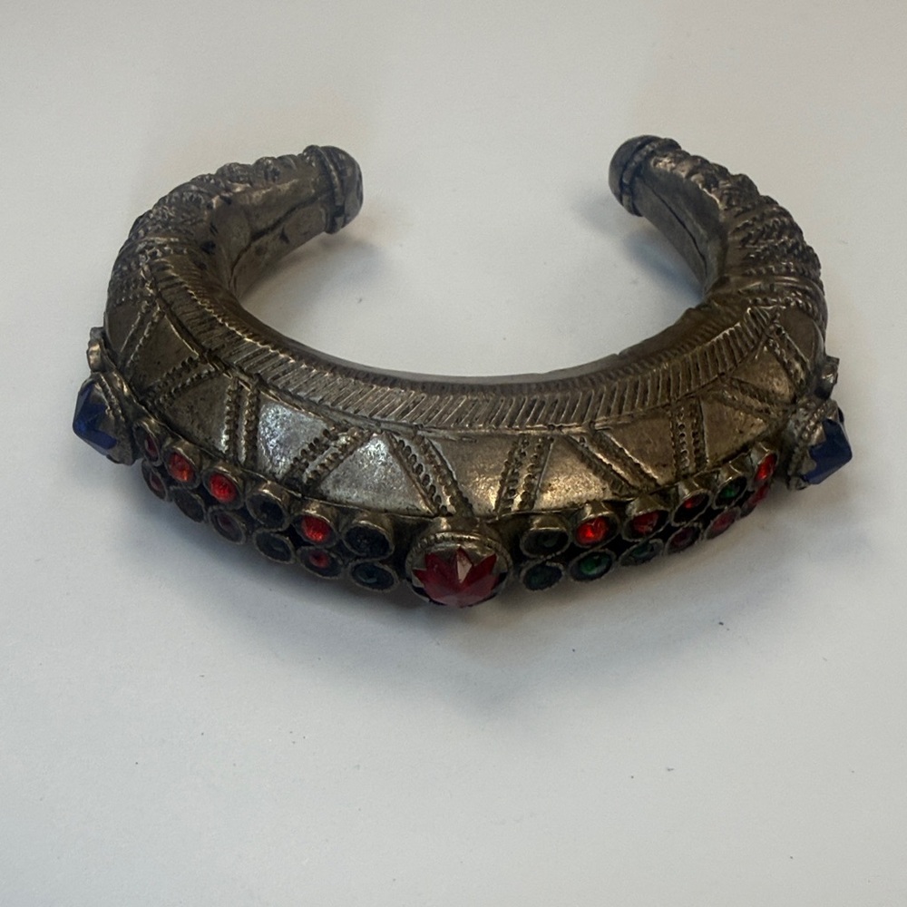 Bohemian Red & Multicolor Stone Cuff Bracelet